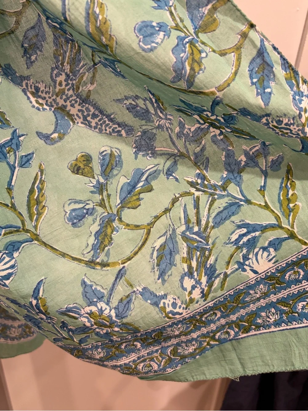 Anokhi 100% Cotton Block-Printed Rectangular Scarf 15”x72”